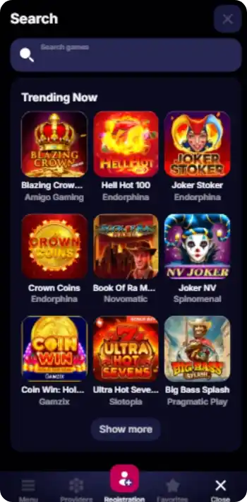 Recherche de jeux sur NV Casino avec les machines à sous les plus jouées du moment