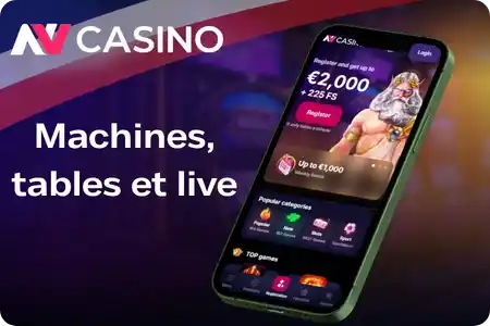 Catalogue de jeux sur NV Casino avec les machines à sous, les tables et le casino live